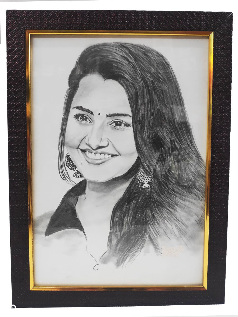 Untold Face | Pencil Sketch Painting | Artwork by Vandana Verma | Exotic  India Art