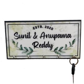 Customised Key Holder for Home/Key Holder for Wall Decor/Key Holder for Office Decor/Key Holder for Wall/Key Holder for Home Décor Customised with Double Name Frame