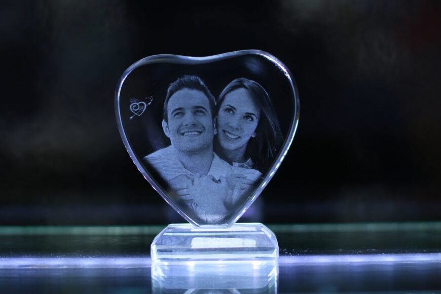 Mini Small Heart Stand Photo Crystal 10x10x1.2 2D