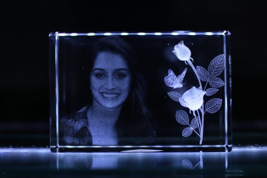 Big JuMBO Crystal With Flower Photo Crystal 6x6x8 Inches