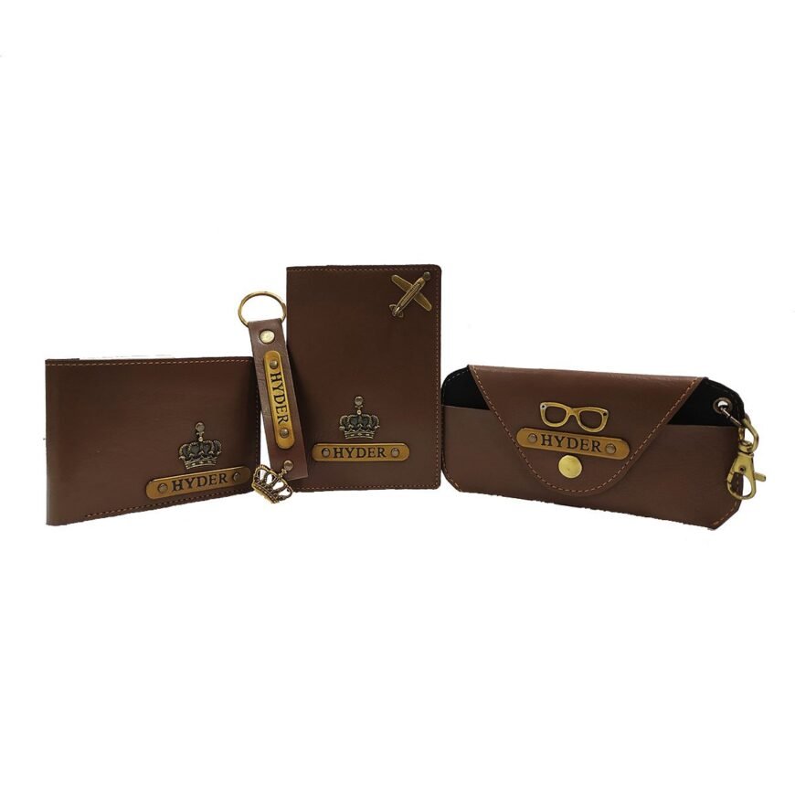 Men's Wallet, Keychain, Passport Cover Eyewear Case Combo.