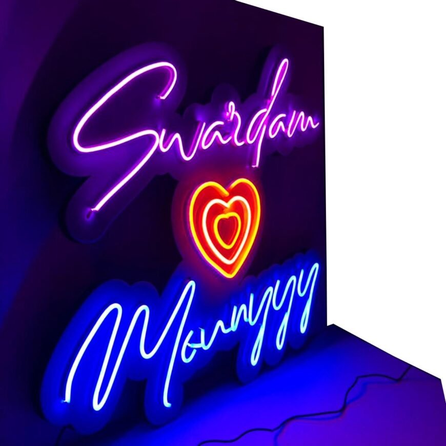 Customized Your Names with Noen Lights Size 24x24 Inches . Amazing Look for your Interior & Bed room Etc.. - Image 2
