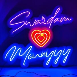 Customized Your Names with Noen Lights Size 24x24 Inches . Amazing Look for your Interior & Bed room Etc..