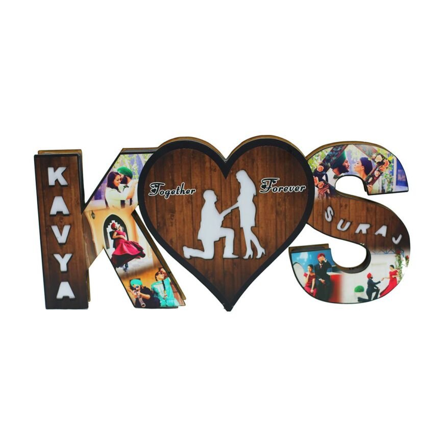 Wooden Single Alphabets Led Night Lamp Letter Cutout Night Lamp with Photos 12x24 Inches