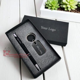 2-in-1 Personalized Corporate Mini Combo Set | Custom Logo Pen & Engraved Keychain