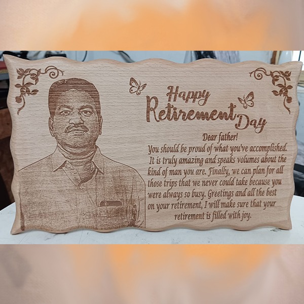Personalised Wooden Retirement Plaque With Photo