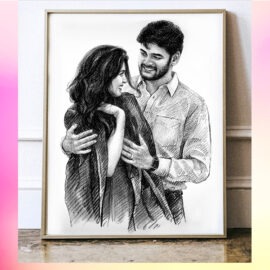 Generic Personalised Digital Pencil Sketch Photo Frame