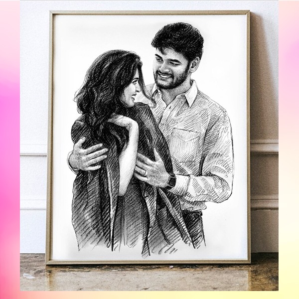 Generic Personalised Digital Pencil Sketch Photo Frame