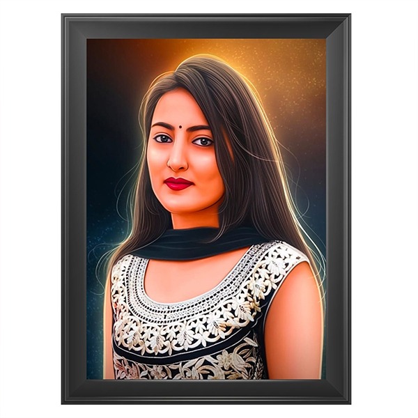 Digital oil Painting With Photo frame