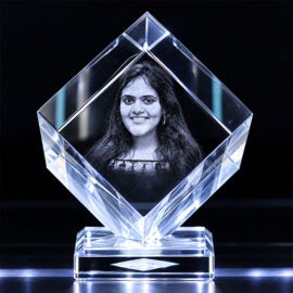 Custom 3D Laser Engraved Crystal Cube – "Cute Cube 3D"