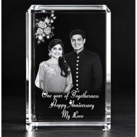 Personalized 3D Laser Engraved Crystal Cube Photo Frame