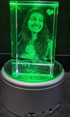 Customizable 3D Photo Crystal with LED Light Base | Birthday